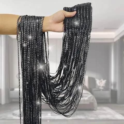 1 Piece String Tinsel Door Curtain, Glitter Fringe Door Wall Window Room Divider, Door Decor for Living Room, Bedroom, Party Event, Valentine's Day Gift, Decoration, Festive Decorations