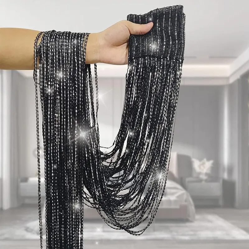 1 Piece String Tinsel Door Curtain, Glitter Fringe Door Wall Window Room Divider, Door Decor for Living Room, Bedroom, Party Event, Valentine's Day Gift, Decoration, Festive Decorations