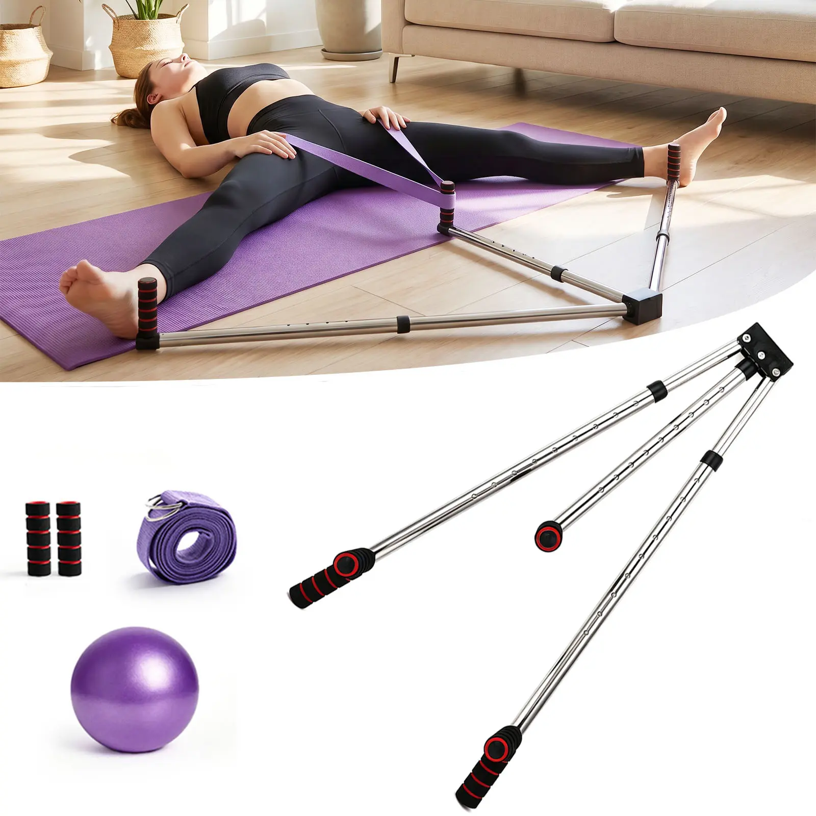Leg Split Stretcher, 3 Bar Leg Split Stretching Machine, Flexibility Stretching Equipment for Ballet, Yoga, Dance, Martial Arts, MMA, Home Gym Exercise