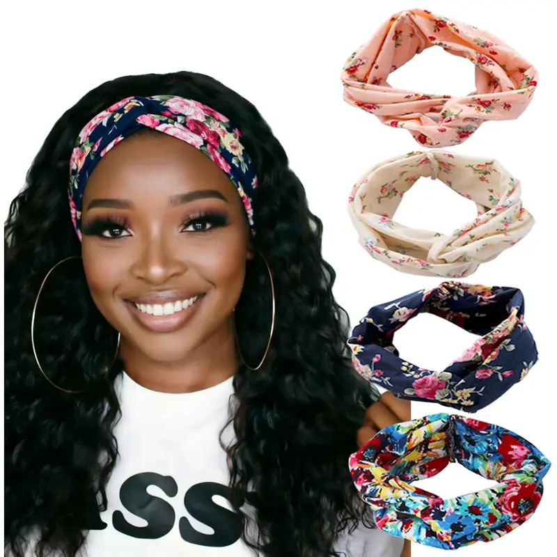 Women's Floral Stretchy Flower Athletic Headband - 1 Pack Non-Slip Premium Soft Airy Elastic Hairband for Gym, Running, Travel, Daily Wear (Makeup & Outdoor Use)