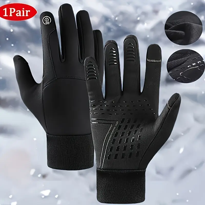 Winter Touch Screen Gloves for Men Women, Windproof Thermal Warm Cycling Gloves, Anti-Slip Silicone Palm Lightweight Running Driving Hiking Outdoor Sports Gloves
