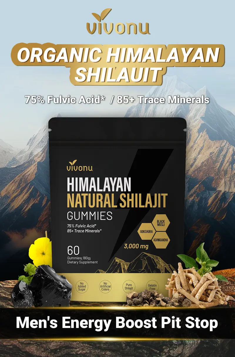 Product Introduction of VivoNU Himalayan Shilajit Gummies | With Ashwagandha, Gokshura & other herbs | No added sugar | 60 Gummies 0