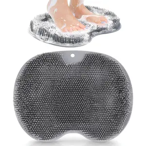 Silicone Shower Foot Scrubber Mat with Wall-Mounted Suction Cups, Back & Feet Cleaning Pad,Bathroom Bathing Accessories natural sponge, Practical Mother's Day gift
