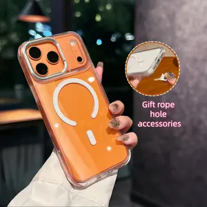 High Quality Magnetic Transparent Phone Case for iPhone 17 Pro Max Air 16 Pro Max All Inclusive Shockproof Hard Shell Protective Casing Smartphone Cellphone White summerwins
