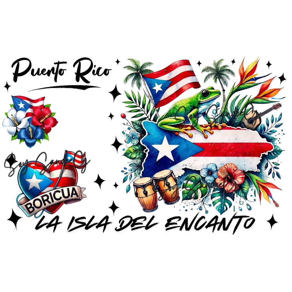 Puerto Rico Credit Card Sticker (Clear Background) - UVDTF Decal for credit card sticker