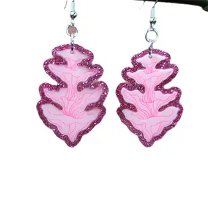 Barbie Pagoda Mushroom Earrings - Rave ready Blacklight earrings, Mycology and barbie core combined Statement Earrings