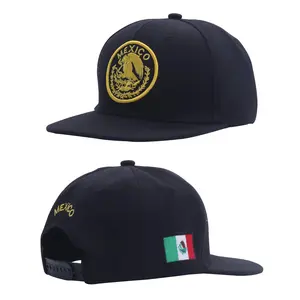 Embroidered Mexico Eagle Hat – Snapback Baseball Cap, Adjustable Mexican Flag Cap, Streetwear Trucker Hat Colorful Cross Design Black Hat