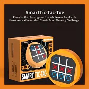 Smart-Tic-Tac-Toe 4-in-1 Memory Training STEM Educational Toy - Handheld Interactive Game Machine with 3D/2D Play, Adjustable Difficulty & Party Mode - Birthday/Children's Day Gift for Kids & Adults, Cognitive Development Game, Modern Twist Screen,