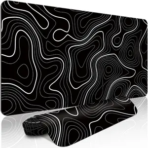 1pc XL XXL Extended Gaming Mouse Pad, PC Desktop Keyboard Pad, Computer Desk Mat, Minimalist and Smooth Black and White Lines Pattern Durable Non-slip Base HD Print Sizes Available Suitable for Home Dorm Office