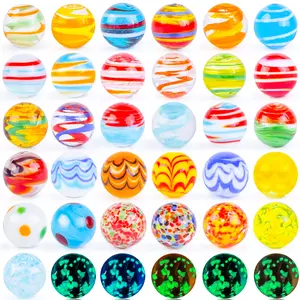 36PCS Glass Marbles for Kids Including 5 Glow in The Dark Marbles Handmade Artisanal Toys for Running Games & Home Decor Premium Quality Unique Gifts
