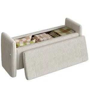 Pinmoco Storage Ottoman Bench - Upholstered Corduroy Entryway Bench for Living Room & Bedroom - Versatile Design for Comfort and Style