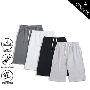 Men’s American Vintage Summer Jogger Shorts, 4-Pack — Loose Fit, Breathable, Stretch, Knee-Length, Casual Sports Style, Straight Cut
