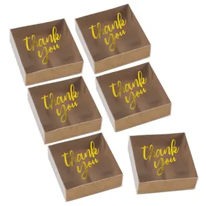 3" x 3" Bulk 48 Pc. Small Gold Foil Frosted Kraft Paper Favor Boxes
