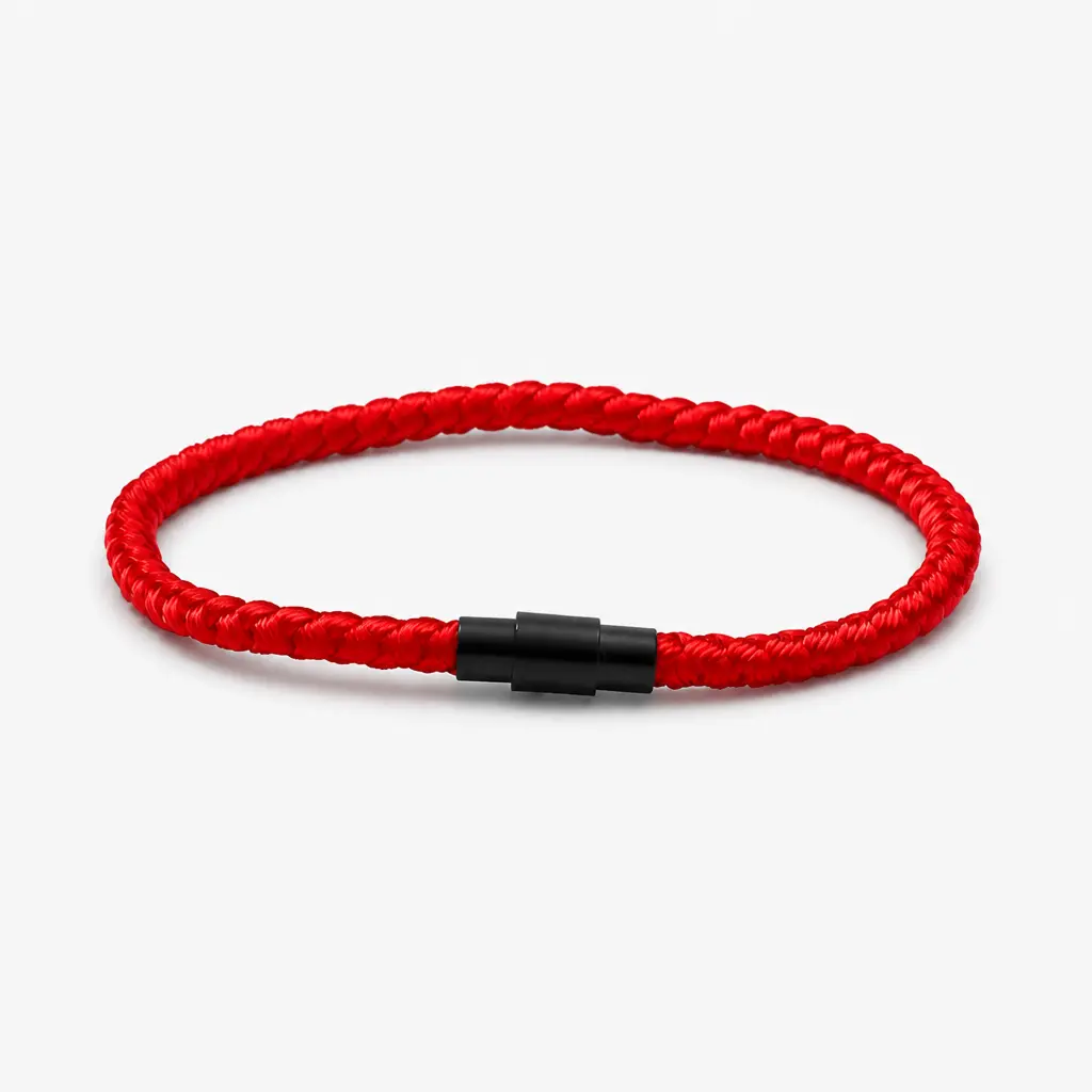 Premium Men's Braided Rope Bracelet - Minimalist Black Red String Cord, Hand Woven Wristband with Interlocking Magnetic Clasp, Sleek Personalized Fashionable High Quality Bracelet Style Jewelry, Gifts for Boyfriend Bf Birthday Gift, Fashionable Bracelet