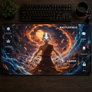 Avatar Aang Playmat | Custom Magic the Gathering TCG Mat ATLA Anime Desk Pad Elemental Fantasy Art for Gamers