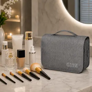 Women's Puffy Multi-Functional Travel Toiletry Bag, Large-Capacity Home Organizer with Handle for Accessories, Toiletries, Makeup & Brush Storage #Summervibes