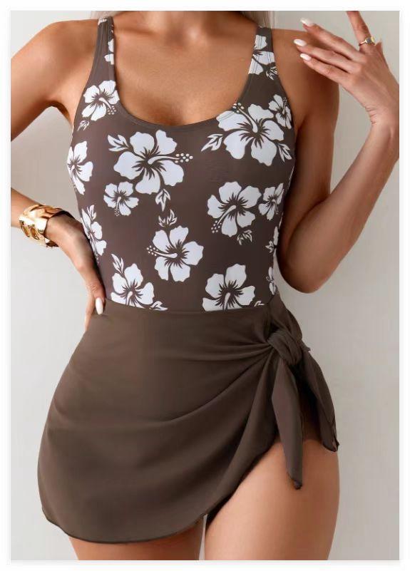 Trending Floral One Piece Bathing Suit, Skirted Swimsuit with Tummy Control, Summer Vacation Essential
