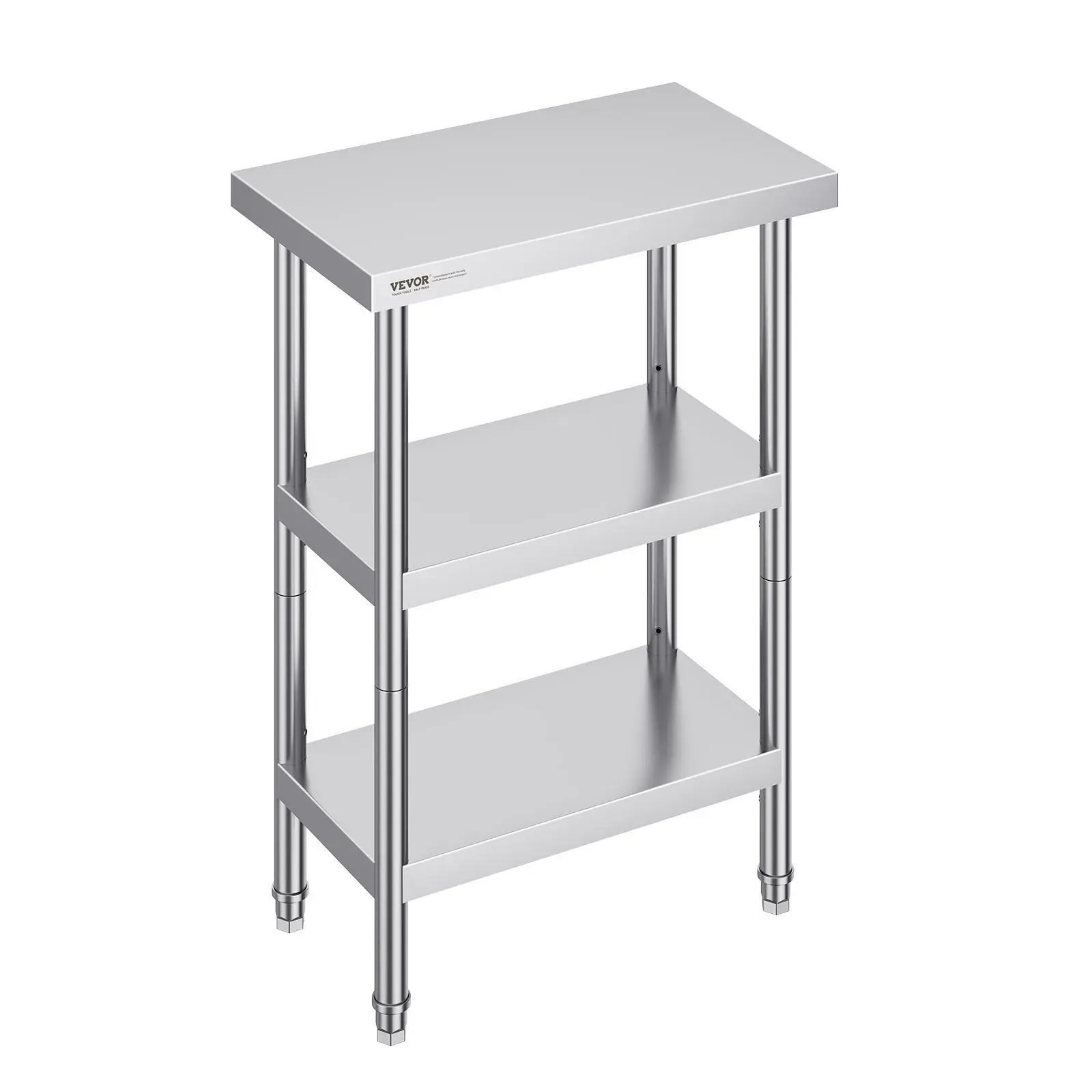VEVOR Smooth Stainless Steel Food Prep Table, 14x24x34" Commercial Heavy Duty Metal Worktable with 2 Adjustable Undershelves for Kitchen, Home Use#SohoChic
