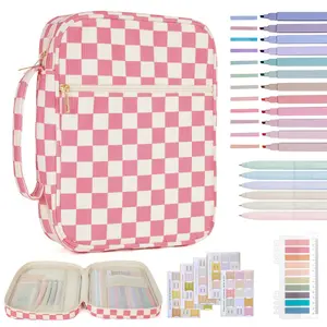 Bible Cover Case for Women Large Bible Cover with Durable Handle Quilted Bible Carrying Case for Girls Bible Study Supplies Accessories