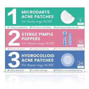 3-Step Microdart Pimple Patches Set 83 Count including 9 Microdarts Pimple Patches 50 Pimple Poppers and 24 Hydrocolloid Patches