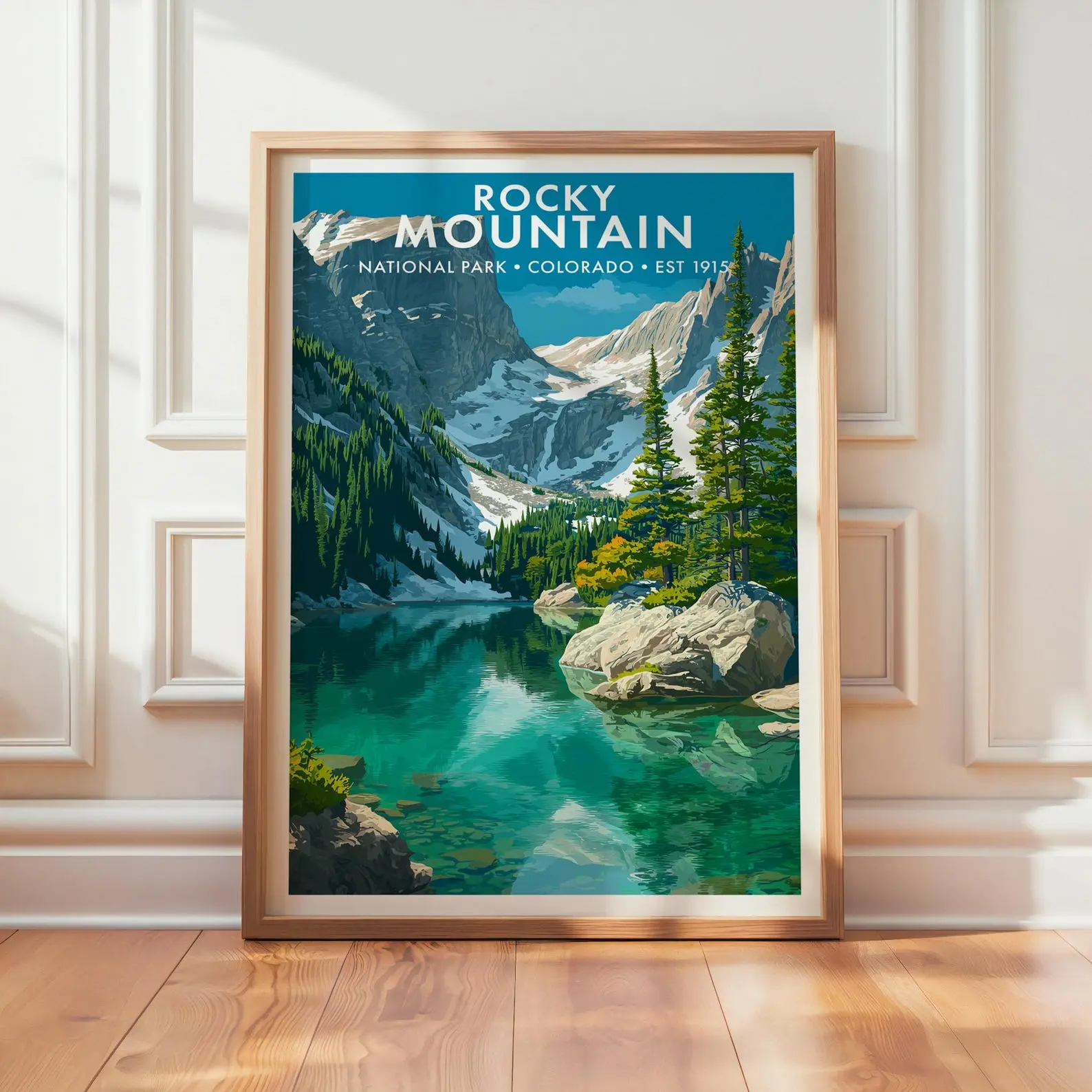 Rocky Mountain National Park Glossy Poster | Vintage Nature Landscape Wall Art | Retro Travel Decor