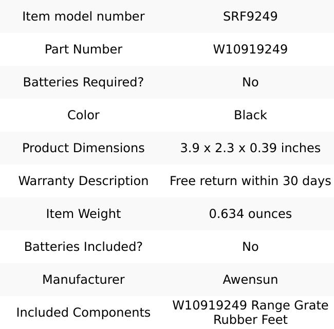 Stove Grate Rubber Feet for Samsung - W10919249 Range Grate Rubber Feet Replacement parts for Secure Fit and Durability Stove Grate Rubber Feet for Samsung - W10919249 Range Grate Rubber Feet Replacement parts for Secure Fit and Durability