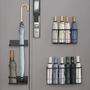 Magnetic Umbrella Stand Holder, Wall Mounted Rain Gear Organizer Rack, Home Use Umbrella Hanger Storage Shelf, Doorway Umbrella Display