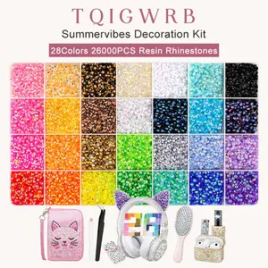 26,000Pcs Resin Jelly Rhinestones for Bedazzling, Multicolor 3mm Flatback Rainbow Gems, Bedazzling Crystal with Gifted Tools, Rhinestone Picker for DIY Crafting Clothes Shoes Nail Art