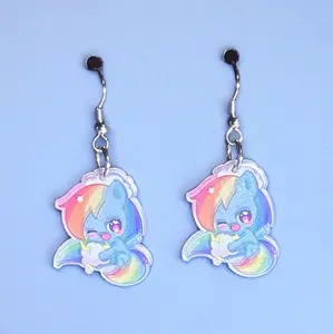 Colorful Acrylic Fun Earrings - Swear Bear, Rainbow Dash/Pride, Nurse Design, Pink Ribbon, Medical Assistant