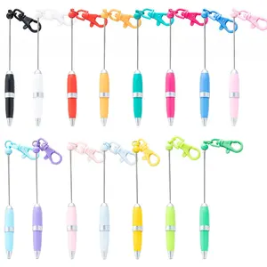 20pcs Color Random Creative DIY Keychain Bead Pen Short Portable Mini Pen for Hotel Office Use
