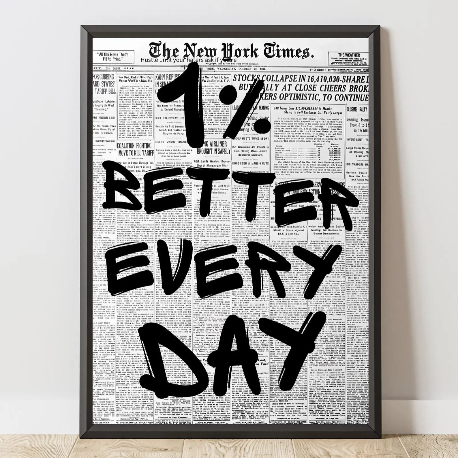 1% Better Every Day Poster, Motivational Wall Art, Fitness Quote Print, Gym/Office Decor, Modern Typography (Unframed)