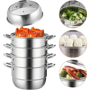 Father's Day Gift VEVOR Steamer Pot 11.8in/30cm, 5 Tier Steamer Pot for Cooking with 10QT Stock Pot, 3 Vegetable Steamers & 2 Steaming Trays, Food-Grade 304 Stainless Steel Food Steamer Cookware for Gas Electric Stove