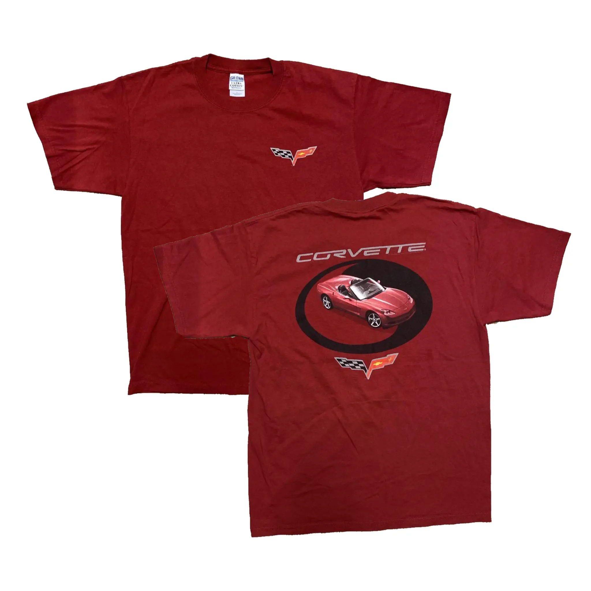 Vintage Corvette Red 2 Sided T-Shirt Racing Car Classic Tee, Men Unisex Shirt, Top Menswear, Gift For Men's And Women's