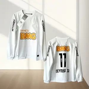 2011/12 Season Home Neymar #11 White Long-Sleeve Fan Edition Soccer Jersey
