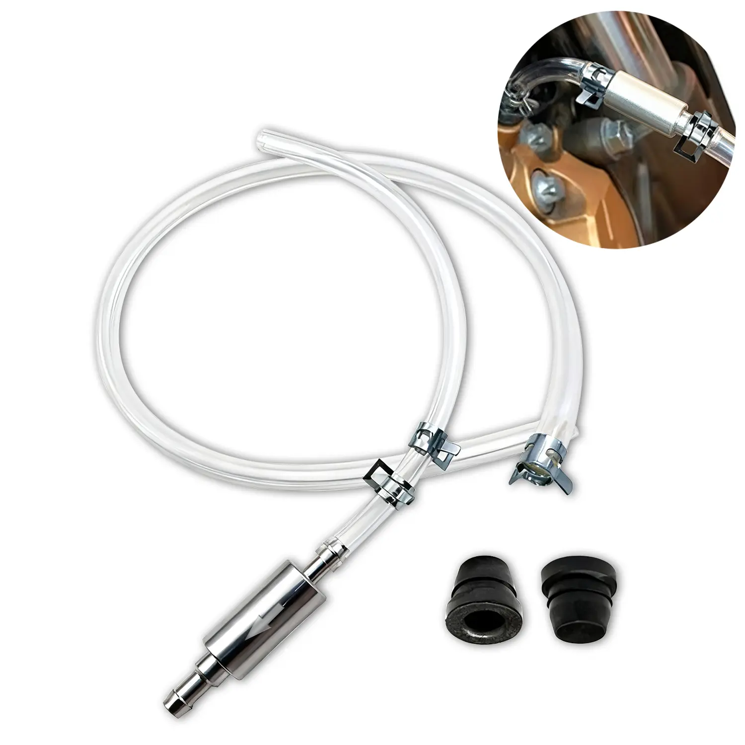 Brake Bleeder Hose Kit with One Way Check Valve, Motorcycle Clutch & Brake Bleeding Tool, Universal Bleeder Tube