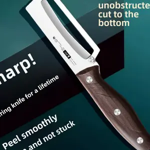 1pc Stainless Steel Paring Knife, Commercial Sugarcane Peeler, Pineapple Cutter, Kitchen Melon Light Beige Scraper - Stamped Construction Blade,Not suitable for left-hand use
