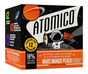ATOMICO Sparkling Vitamin Water : MARS MANGO PEACH 12PK