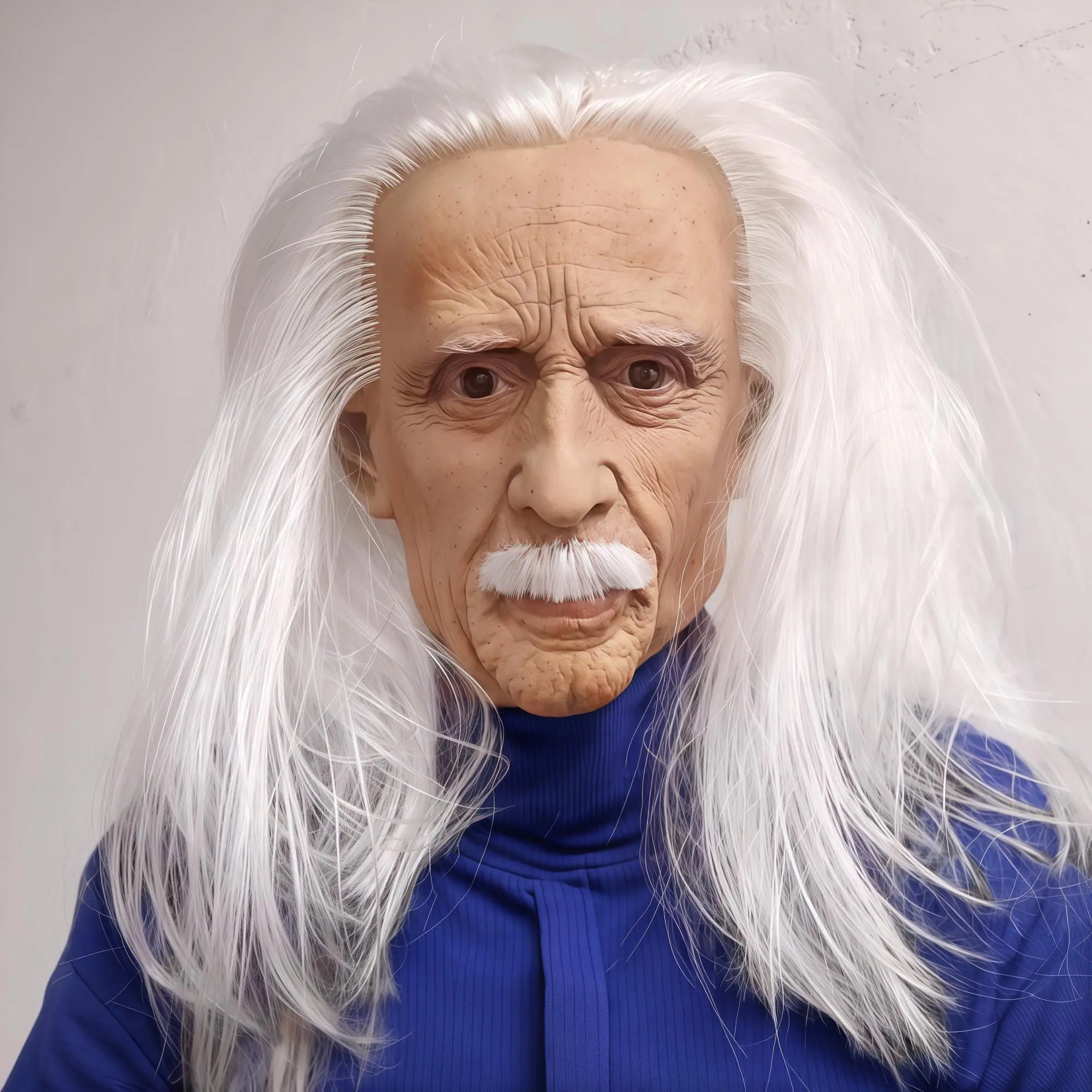 Old Man Mask, Realistic Old Man Mask with Long White Hair, Hyper Realistic Mask, Elderly Mask, Party Props, Halloween Masquerade & Prank Masks for Adult
