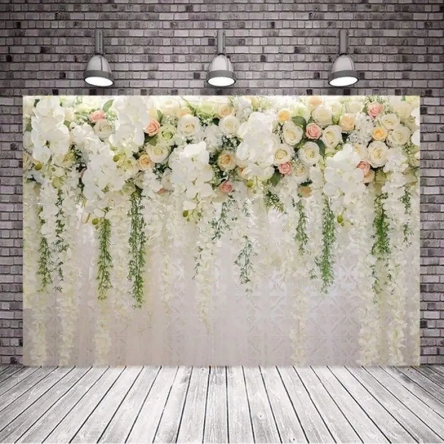Romantic Floral Background Banner, Spring Flower Rose Photography Backdrop, Wedding Party Decor, Wedding Arched Backdrop, Valentine's Day Prop, No Power Needed