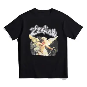 Graphic T-Shirt with Angel Print - Emotion Design Trendy Streetwear for Men & Women Fashion Tee 2025 Novelty Graphic T Shirt funny tshirt Undershirts Tees Casual Streetwear Classic Plain Men's Women Cotton Moisture Wicking Short Sleeve Crew Neck..