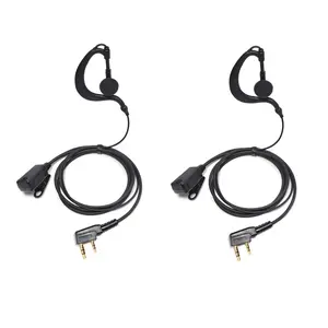 G Shape Soft Ear Hook Two Way Radio Headset Wired Headphones with PTT Microphone Earpiece Compatible with Kenwood, Baofeng, Retevis, WOUXUN, and Other K1 2-Pin Radios for police, security patrols, construction, and event staff(2 Pcs)