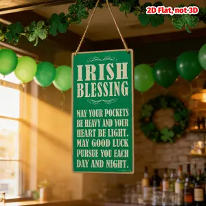St Patrick's Day Wooden Decoration Sign, Colorful Print, Ideal for Festive Parties, Irish Pub Decor, Restaurant Hanging Ornament, Vintage Plaque Decor