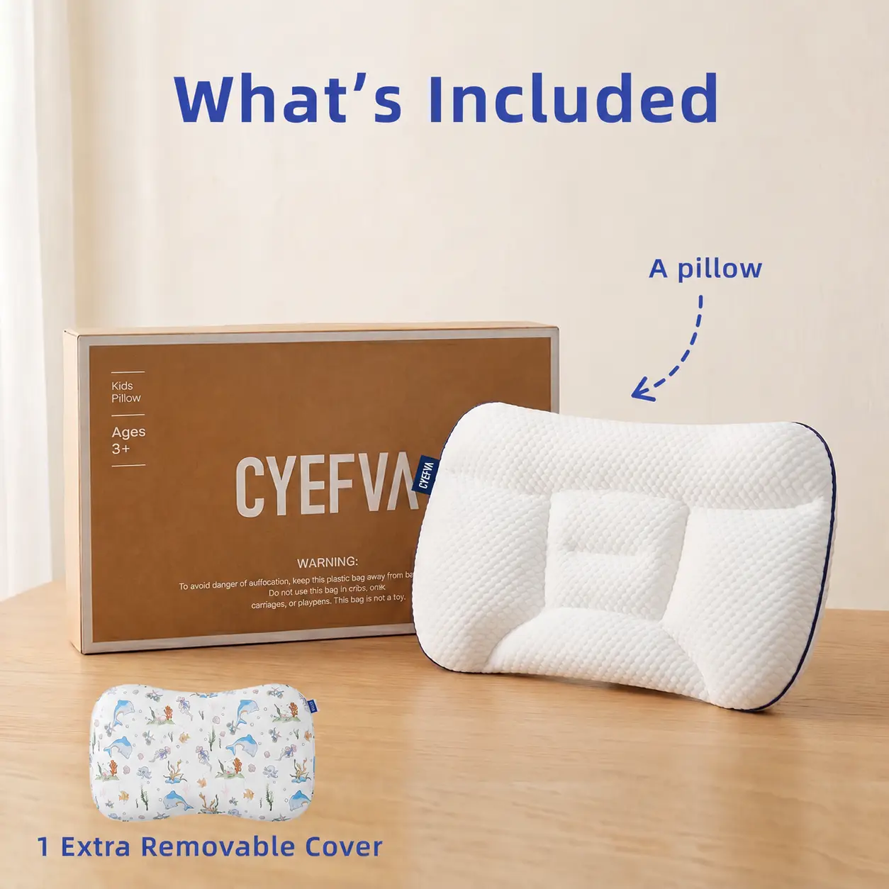 CYEFVA Double-Sided Kids Contour Pillow, Ergonomic All-Seasons Japanese Style Bed Pillow (21.7"x13.7") for Ages 3+,  Cooling & Warm Sleep Pillow for Side Back Sleepers, Travel
