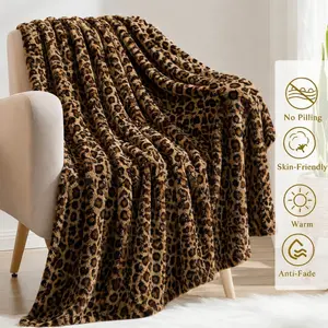 Cozy Plush Cheetah Leopard Print Blanket, 1 Count Soft 50"x60" All-Season Blanket, Warm Nap Blanket for Couch Sofa Bedroom Living Room, Leopard Home Decor Blanket