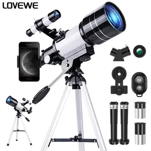 Telescope for Adults & Kids, 70mm Aperture Refractor Telescope for Beginners, 15X-150X Portable Travel Telescope with Phone Adapter & Remote, Black