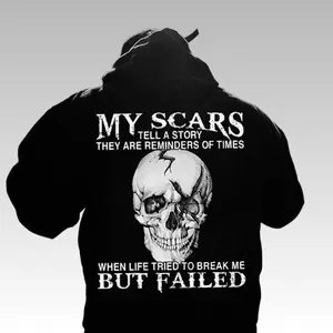 [Streetwear] My Scars Tell a Story Hoodie ?C Retro Unisex Thermal Hoodie, Casual T-Shirt & Sweatshirt, Long Sleeve Pullover for Men & Women, Motivational Graphic, Comfortable Fall Outfits
