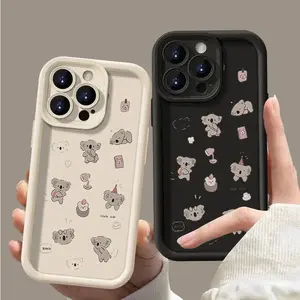 Cute Koala Comfortable to grip, durable and stylish, high-quality protective phone case, suitable for iPhone 16/15/14/13/12/11/X/7/6 and other series, black/white background, shock resistance, lightweight, TPU material