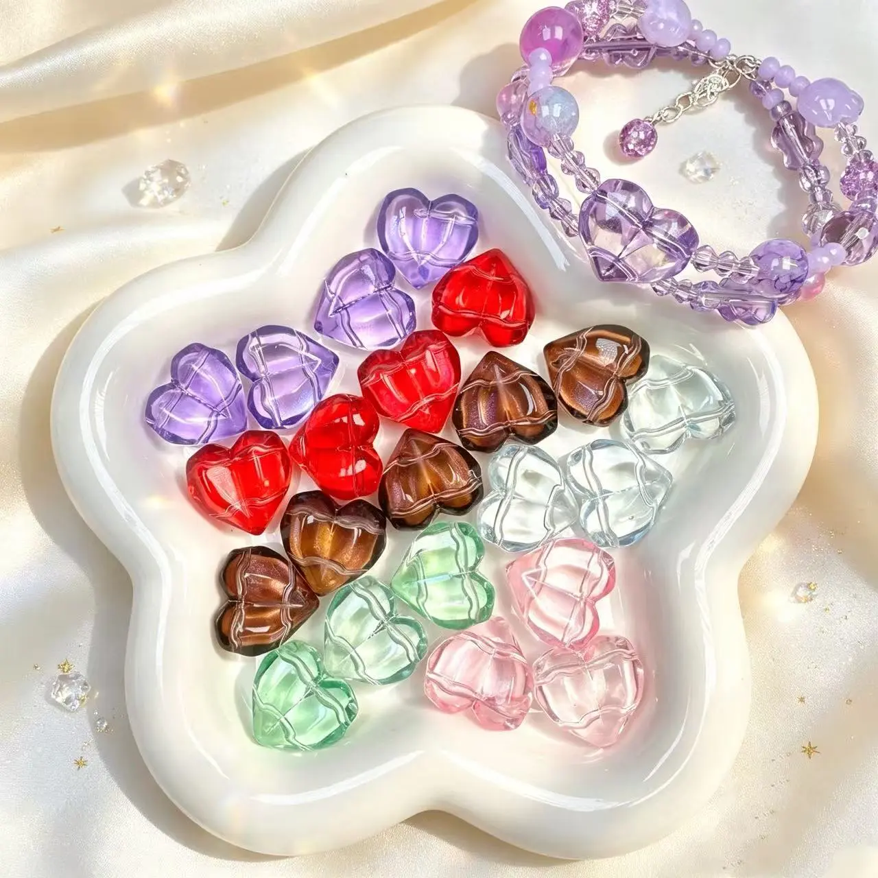【Special Glass Beads】-Double-hole Heart Beads