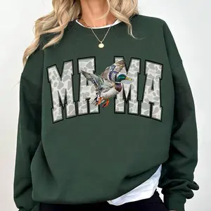 Camo Duck Mama T-Shirt/Sweatshirt, Trendy Hunting Sweatshirt, Cute Hunting Wife T-Shirt, Camouflage Mom Shirt, Gift for Her - AMBER