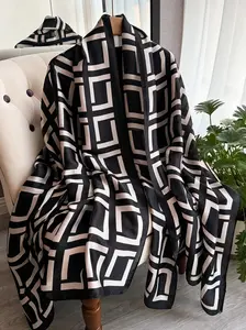 Geometric Print Scarf, Fashionable Soft Lightweight Shawl for All Seasons, Casual Versatile Scarf for Women & Men